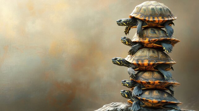 Stack of Turtles: A Balancing Act in Nature's Marvelous World