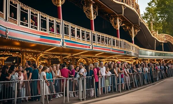 Long queues at a theme park.