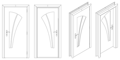 Door Line Drawing Vector. Contemporary Style for Graphic Design, Home Decor, and Creative Projects. Vector illustration isolated on white background.