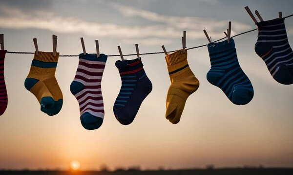 Socks hanging out to dry.