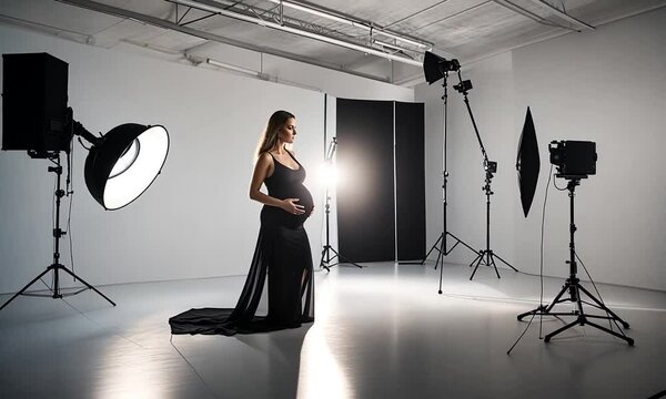 Pregnant woman in a photo shoot.