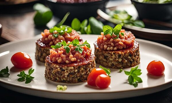 Steak tartare dish.