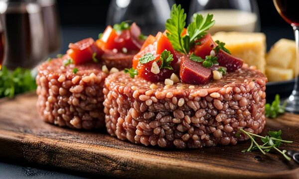 Steak tartare dish.