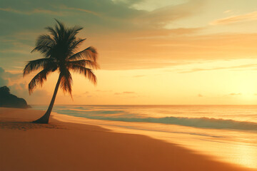 palm tree on seascape background