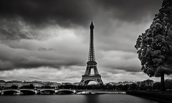 Paris city in black and white.