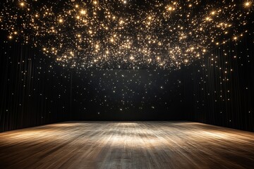 Celestial Light and Black Wall in Minimalist Presentation Space