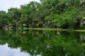 Beautiful landscape view of Alam Mayang Park in the afternoon, Pekanbaru, Indonesia.