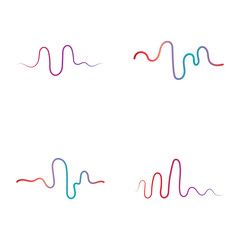 Audio technology, music sound waves set vector icon illustration