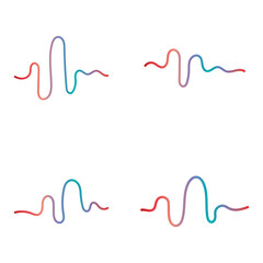 Audio technology, music sound waves set vector icon illustration