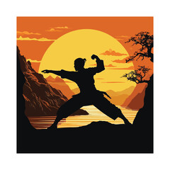 Kung Fu Yoga Vector silhouette illustration