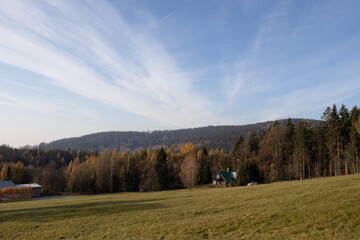 Autumn in the mountains,blue sky
