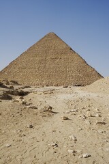 Great Pyramid of Cheops in African Giza city near Cairo in Egypt - vertical