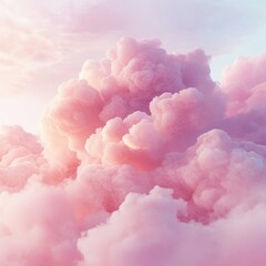 Soft pastel pink clouds in a dreamy sky during golden sunset