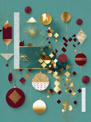 card with balls and decorations