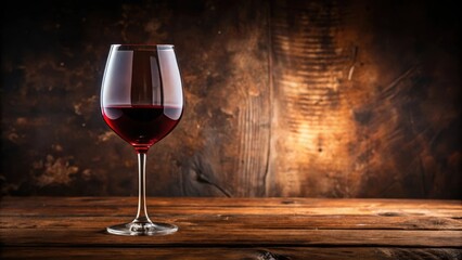 Elegant goblet glass filled with rich red wine on a wooden table, table decor, home decor,  table decor