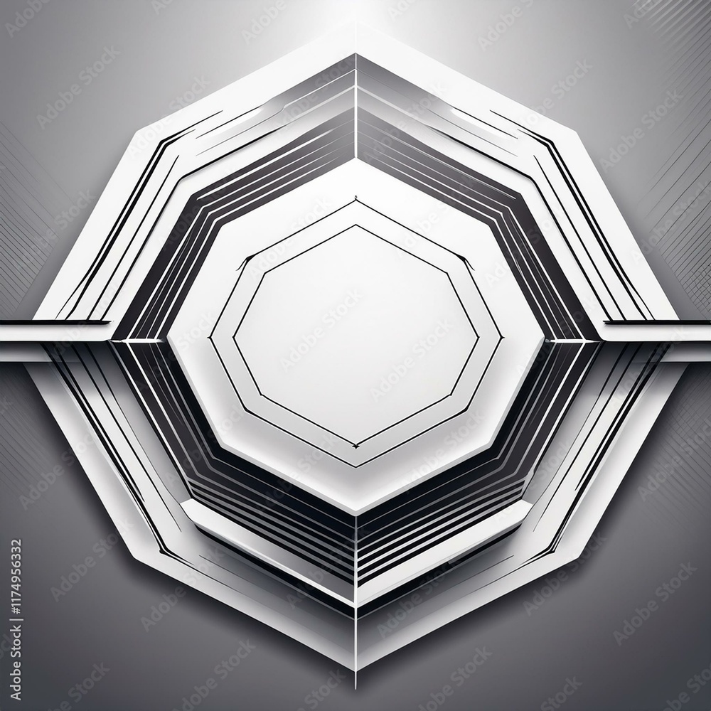Poster Minimalist vector banner with a white background and hexagonal pattern, offering a sleek and geometric design for modern visual themes