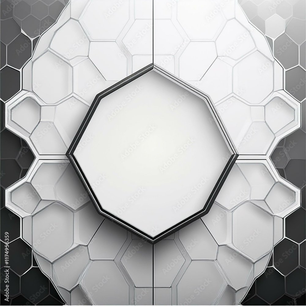 Poster Minimalist vector banner with a white background and hexagonal pattern, offering a sleek and geometric design for modern visual themes