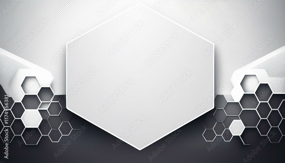 Poster Minimalist vector banner with a white background and hexagonal pattern, offering a sleek and geometric design for modern visual themes