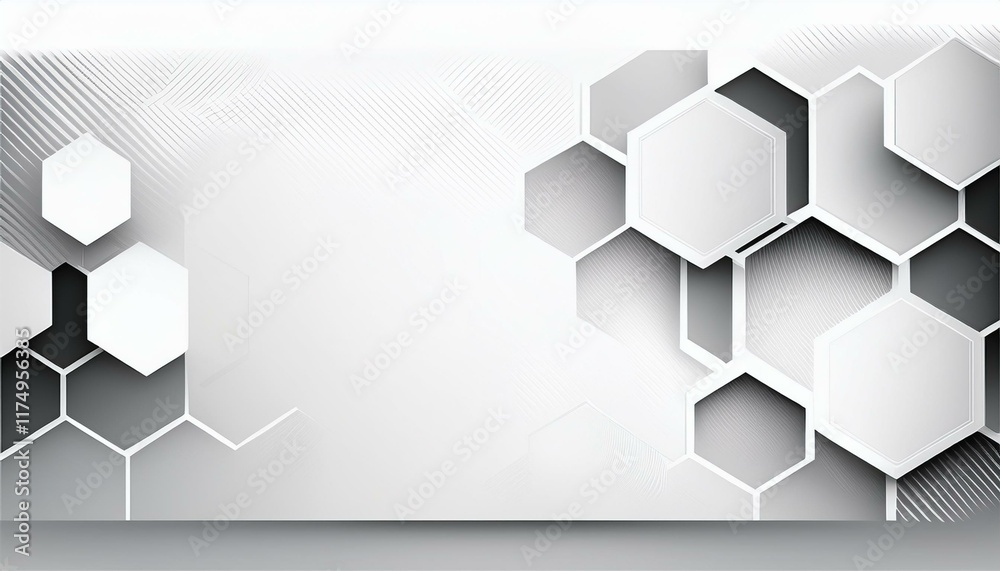 Poster Minimalist vector banner with a white background and hexagonal pattern, offering a sleek and geometric design for modern visual themes