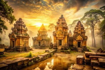 Mystical Double Exposure: Cambodian Temple & Monastery, Kralanh, Banteay Meanchey