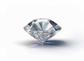 A brilliant, round-cut diamond sparkles on a white background, showcasing its facets and exceptional clarity.  The gem casts a subtle shadow, highlighting its three-dimensional form.