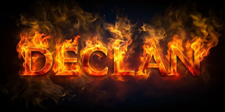 Fiery Declan Name Design: Minimalist Burning Letter Art
