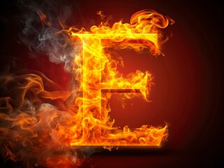 Fiery Letter E: Flaming Alphabet - Stock Photo of a Burning Letter E with Copy Space