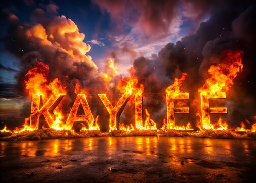 Fiery Name Kaylee: Nighttime Blaze Photography