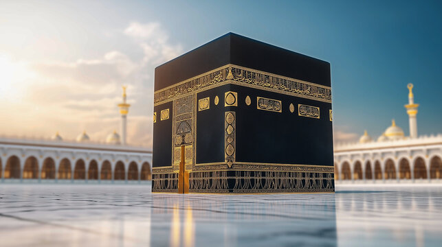 Truly Stunning and Heartfelt View of Masjid Al-Haram in Makkah Mukarramah, Featuring the Majestic Kaaba Shareef in All Its Glory. Generative Ai