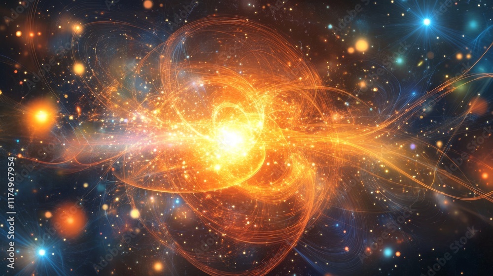 Poster a digital abstract representation of light waves traveling at immense speed through space, with ener