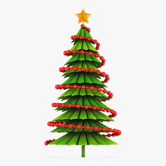 Decorative paper Christmas tree with red ornaments