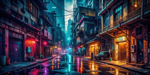 Night Cityscape Urban Exploration - Dark City Streetscape Photography