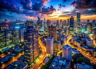 Fototapeta premium Night Cityscape Windows 10 Wallpaper: Stunning Dark City Lights Background