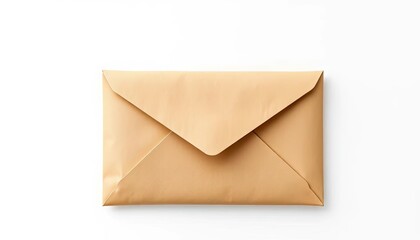 Beige envelope on white background, stationary, mailing, communication, simple design, blank, ready to use