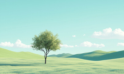 Fototapeta premium A single tree in wide space