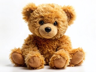 Fototapeta premium Fluffy Brown Teddy Bear Isolated on White Background - Stock Photo