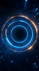 Abstract 3D Background Blue Orange Glowing Circles