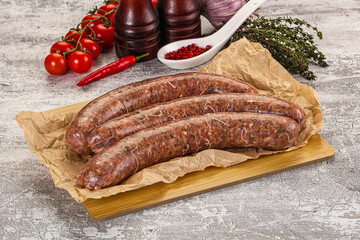 Raw beef and lamb sausages