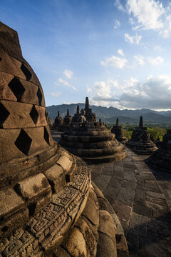 Borobudur temple at sunset, Central Java, Indonesia