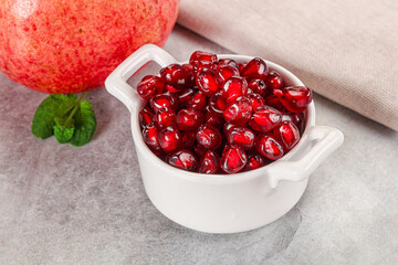 Ripe sweet red pomegranate seeds