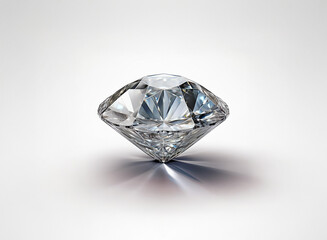 A brilliant, round-cut diamond gleams against a stark white background, showcasing its exceptional clarity and sparkle.  The light reflects beautifully off its many facets.