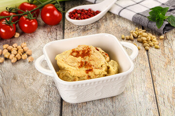 Natural chickpea hummus with paprika