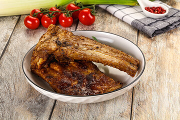 Tasty roasted pork ribs with spices