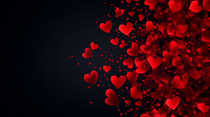 Romantyczny motyw z czerwonymi serduszkowymi płatkami na minimalistycznym tle, zaprojektowany jako elegancka grafika na Walentynkowe kartki i zaproszenia.