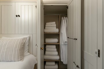 Versatile airing cupboard with shelves and hanging rail for efficient linen storage and drying