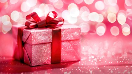 Fototapeta premium Unveiling the Enchanting Valentine's Day Pink Gift box background