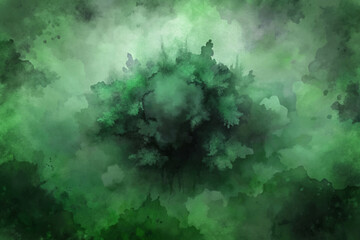 Abstract green watercolor background, soft textures, atmospheric design, nature-inspired art, calming visuals.