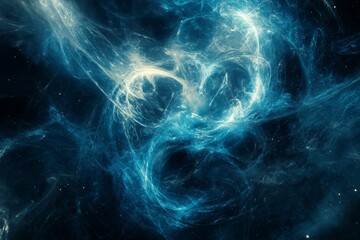 Obraz premium Abstract swirling nebula, deep blue hues, cosmic dust.