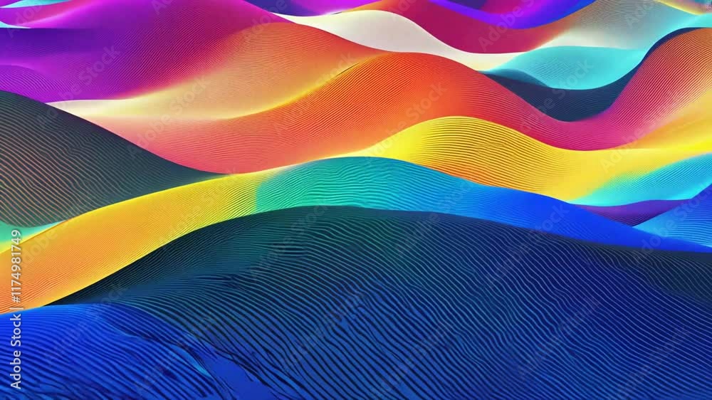 Wall mural wave background bright 3d multicolored background abstract curve art shape design bright pattern ill