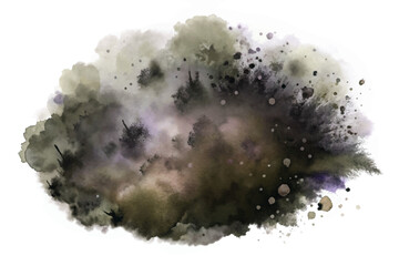 Abstract watercolor splash, dark green tones, artistic texture, organic shapes, creative background, versatile design element.